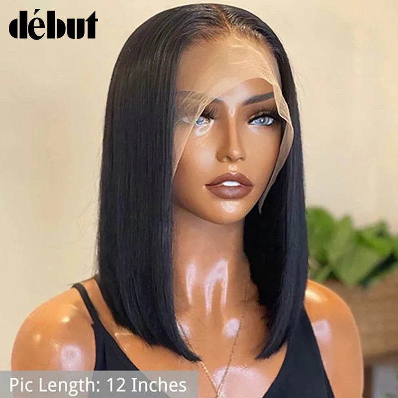 Bone Straight Short Bob Wig 4*4 Lace Closure Human Hair Wigs For Women T Part Bob Wig 13x4 HD 180% Lace Frontal Wig Human Hair