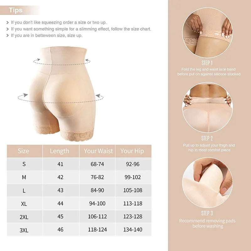 Women Padded Seamless Butt Hip Enhancer Shaper Buttocks Butt Pads High Waist Panties Push-up Body Shapewear Slimming Underwear