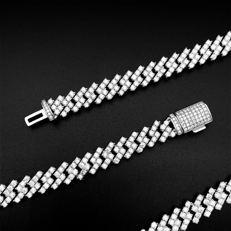 Real 8mm Moissanite Cuban Necklace Women Men Iced Out Miami Lab Diamond Hip Hop Chain Necklaces 925 Sterling Silver Pass Tester