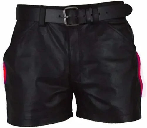 New Solid Color PU Leather Pants Casual Men's Short Leather Pants Summer Fashion Trend Club Punk Style Shorts for Men