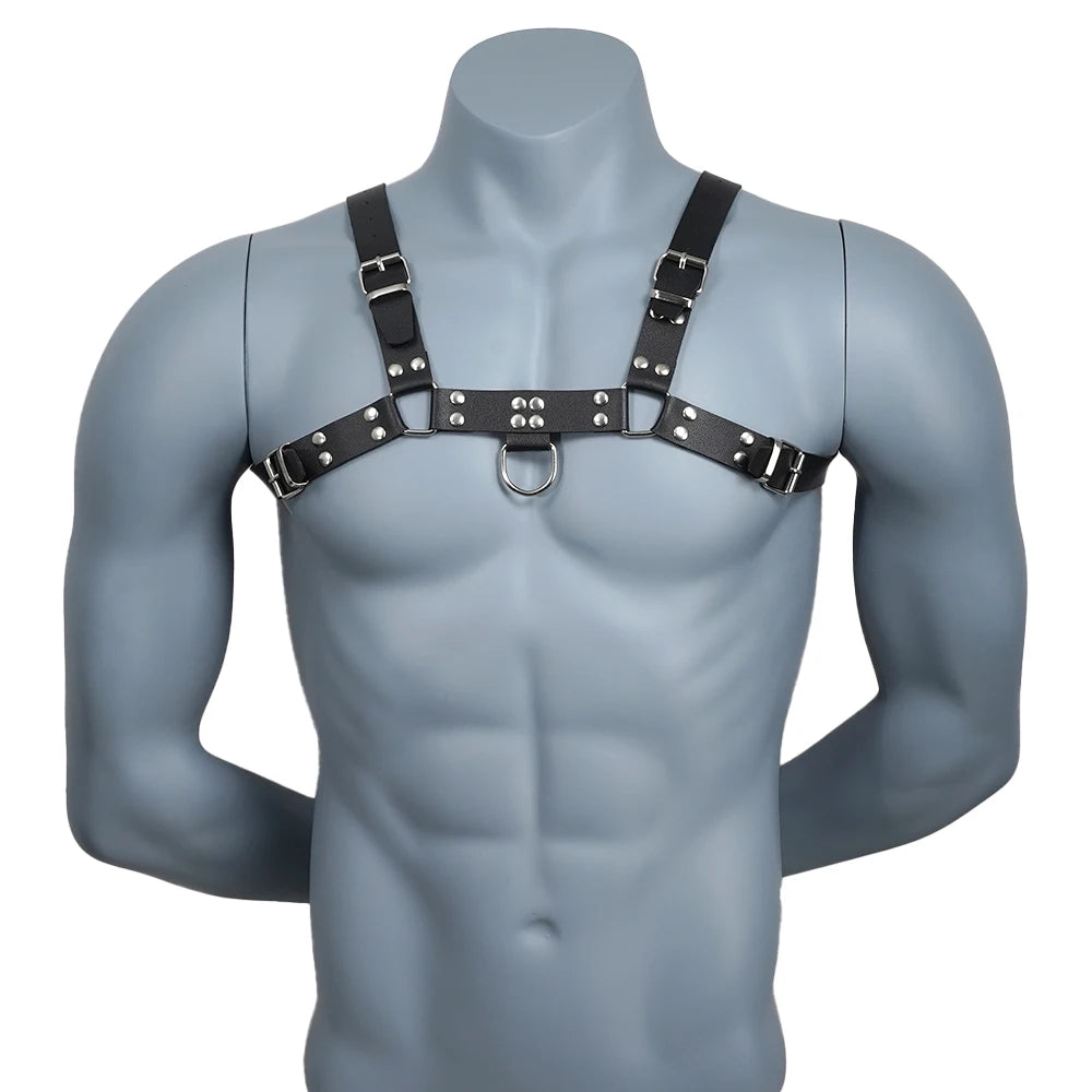 Leather Men Harness Belts with Buckle Fetish Gay Sex Bondage Clothes Punk Goth Chest Body Harness Straps Sexual Male Lingerie