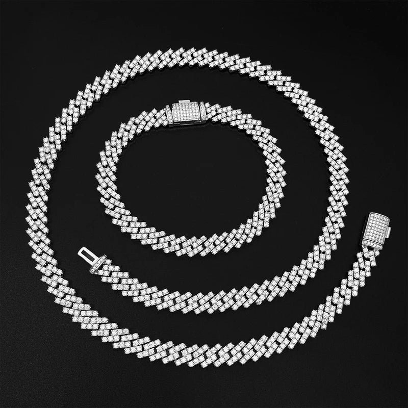 Real 8mm Moissanite Cuban Necklace Women Men Iced Out Miami Lab Diamond Hip Hop Chain Necklaces 925 Sterling Silver Pass Tester