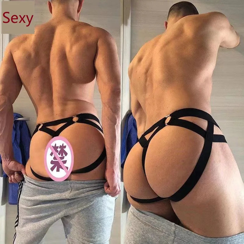 Men's G-string Thongs Erotic Panties Gay Man Plus Size Briefs Underpants Slip Sexy Cotton Pouch Open Back Transparent Lingerie