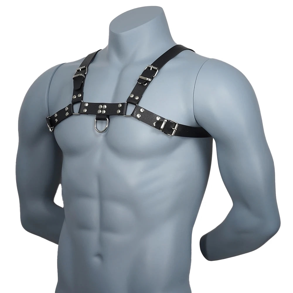 Leather Men Harness Belts with Buckle Fetish Gay Sex Bondage Clothes Punk Goth Chest Body Harness Straps Sexual Male Lingerie