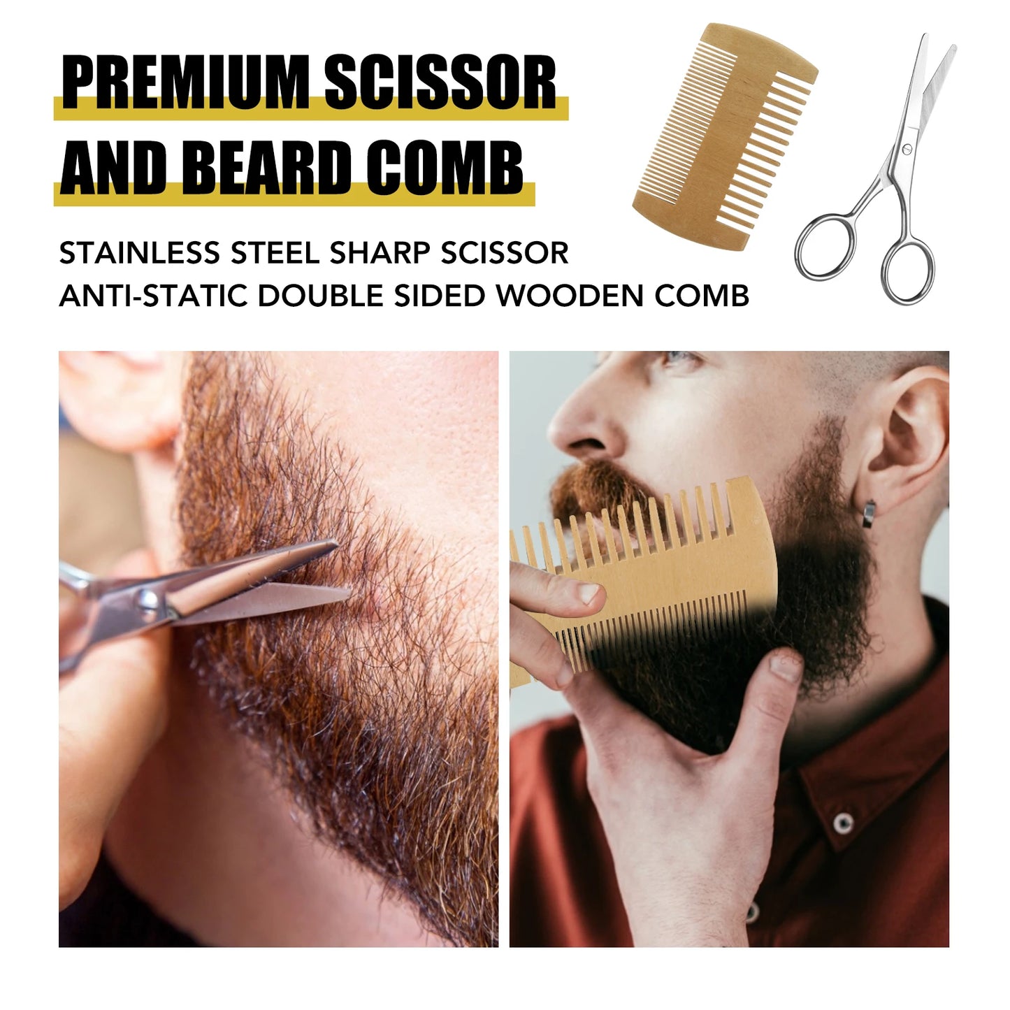 Beard Growth Kit Beard Hair Enhancer Growth Thickening Activator Serum Beard Oil, Beard Balm, Bamboo Brush Comb Beard Care Kit