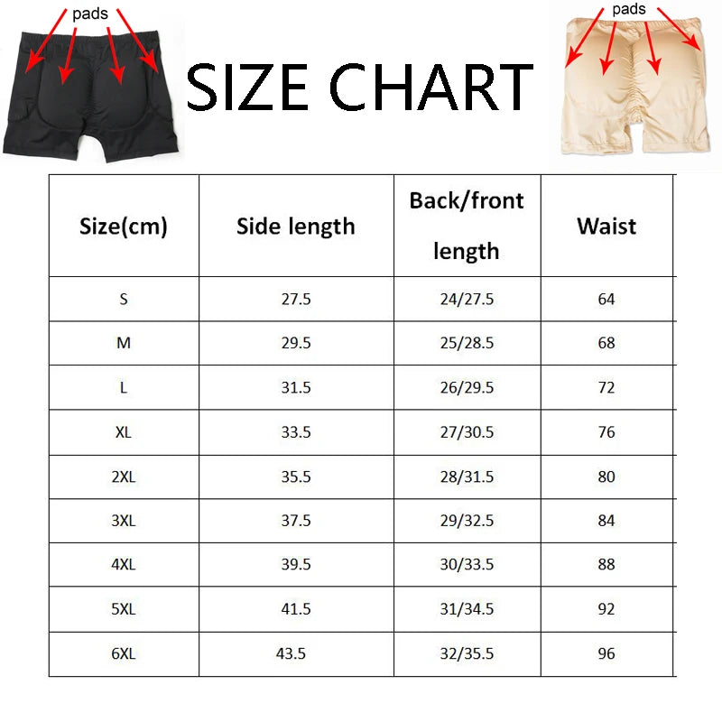 Shapewear Men Body Shaper Hip Pad Filling Butt Lifter Builder Fake Ass Padded Panties Shorts Underwear Male Plus Size S-6XL