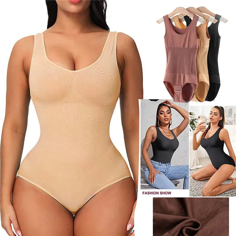 Bodysuit Shapewear Women Sleeveless Full Body Shaper Waist Trainer Tummy Control Corset One-Piece Reductive Slimming Underwear