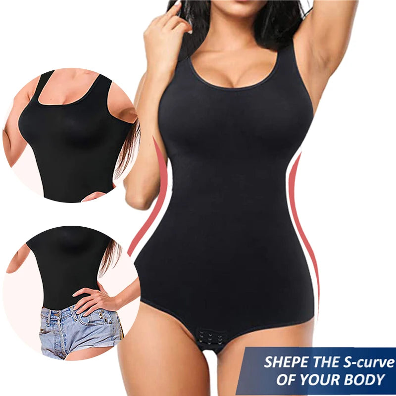 Bodysuit Shapewear Women Sleeveless Full Body Shaper Waist Trainer Tummy Control Corset One-Piece Reductive Slimming Underwear