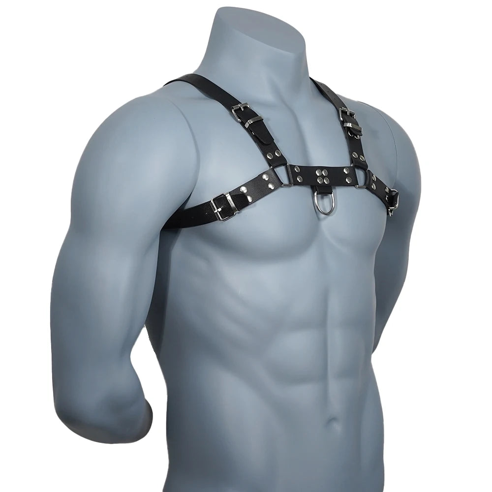 Leather Men Harness Belts with Buckle Fetish Gay Sex Bondage Clothes Punk Goth Chest Body Harness Straps Sexual Male Lingerie