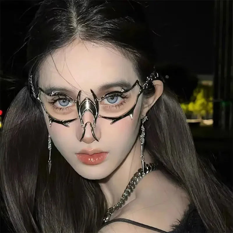 Fashion Gothic Mask  Cyber Punk Liquid Irregular Silver Color Hollow Women Men Party Individuation Individual Jewelry Accessory