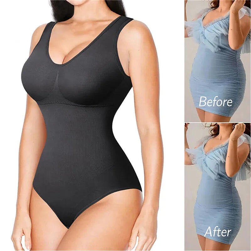 Bodysuit Shapewear Women Sleeveless Full Body Shaper Waist Trainer Tummy Control Corset One-Piece Reductive Slimming Underwear