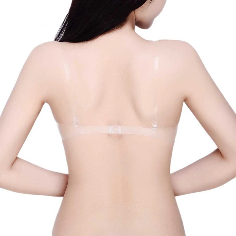 Women Sexy Transparent Bra With Invisible Shoulder Strap For Party Dress Wear Y5JD