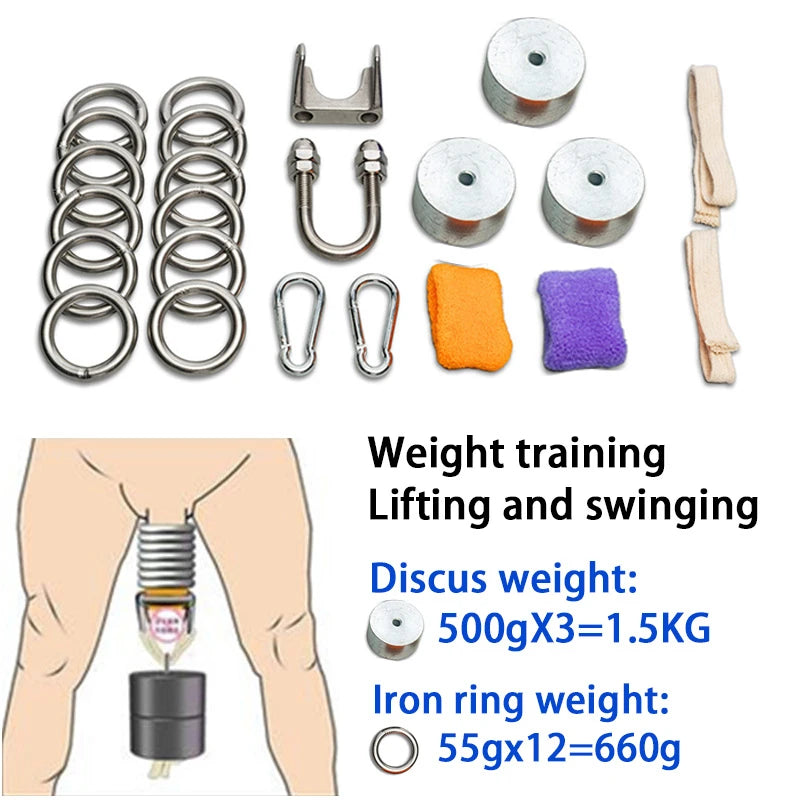 Pure Physical Weight Penis Extender Enlargement Metal Penile Enhancer Erection Growth Delay Lasting Trainer Male Masturbator