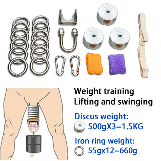 Pure Physical Weight Penis Extender Enlargement Metal Penile Enhancer Erection Growth Delay Lasting Trainer Male Masturbator